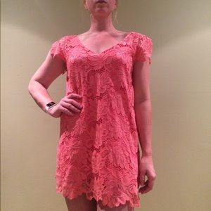 Coral lace dress