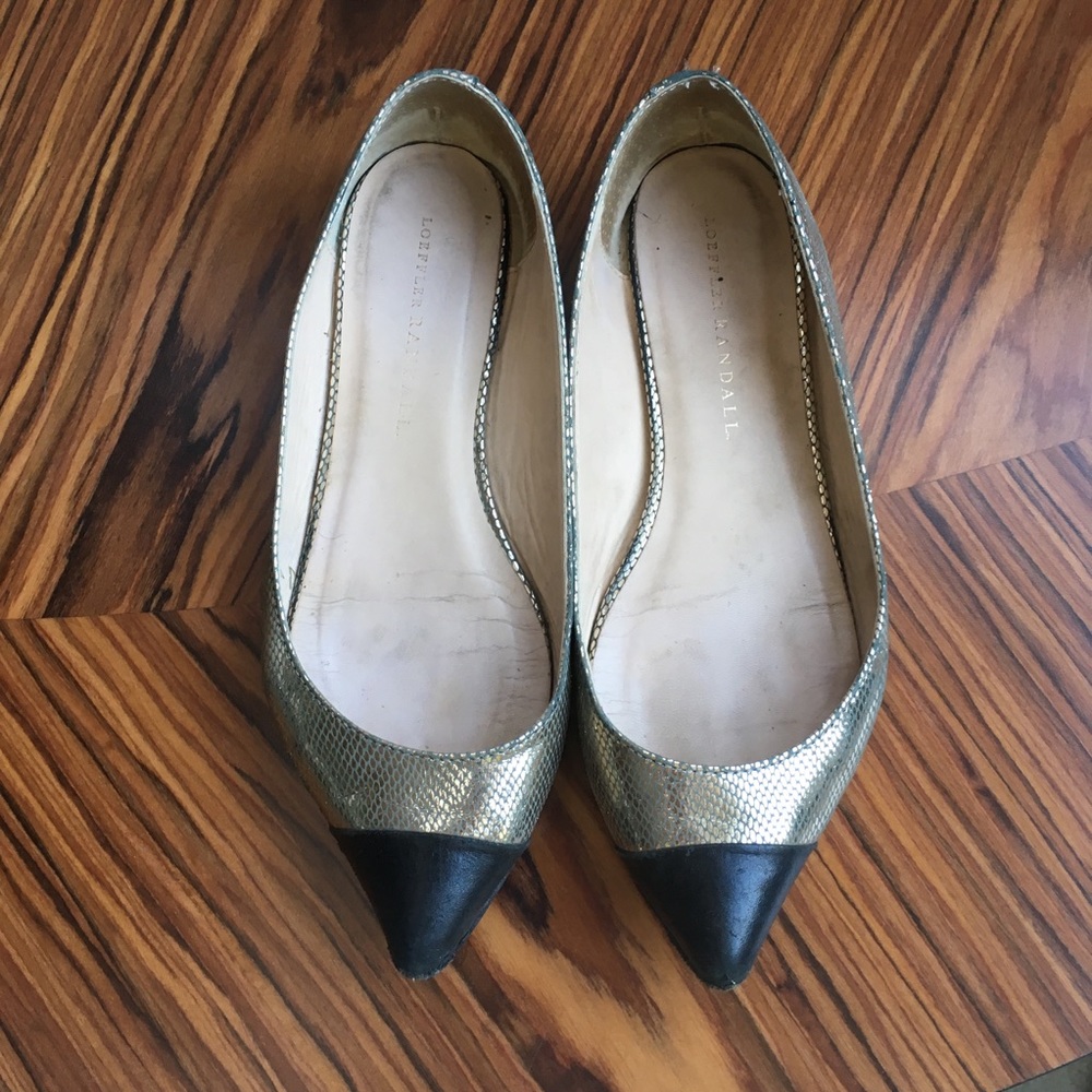 Loeffler Randall Silver Snakeskin Flats 6 M