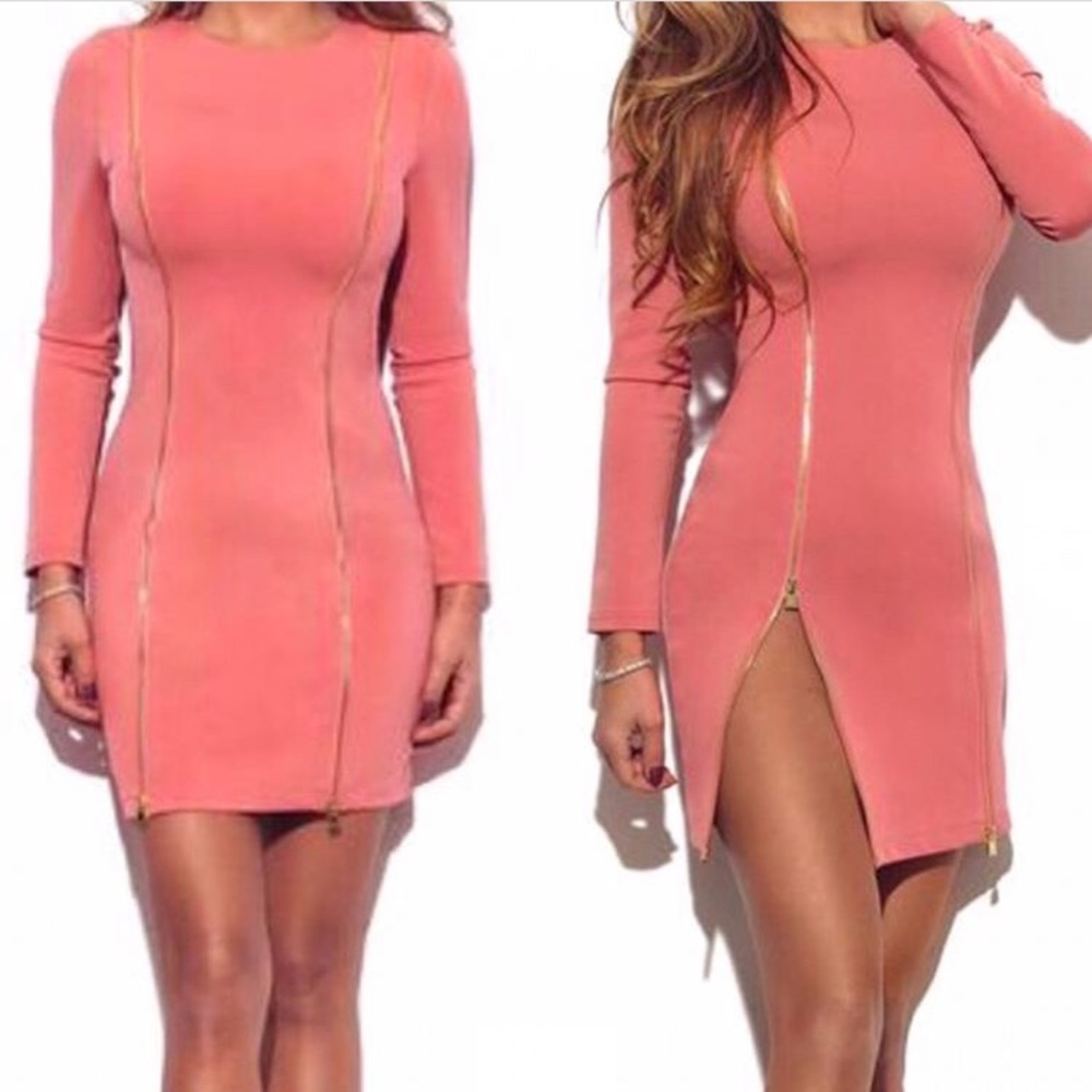 Pretty in Pink Zipper Dress