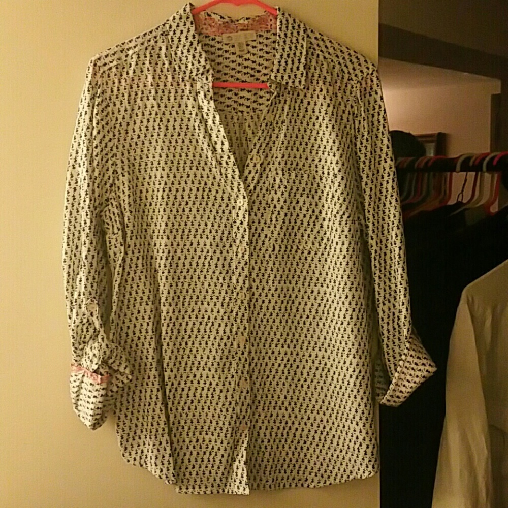 Lila Rose Cotton Button Down Top