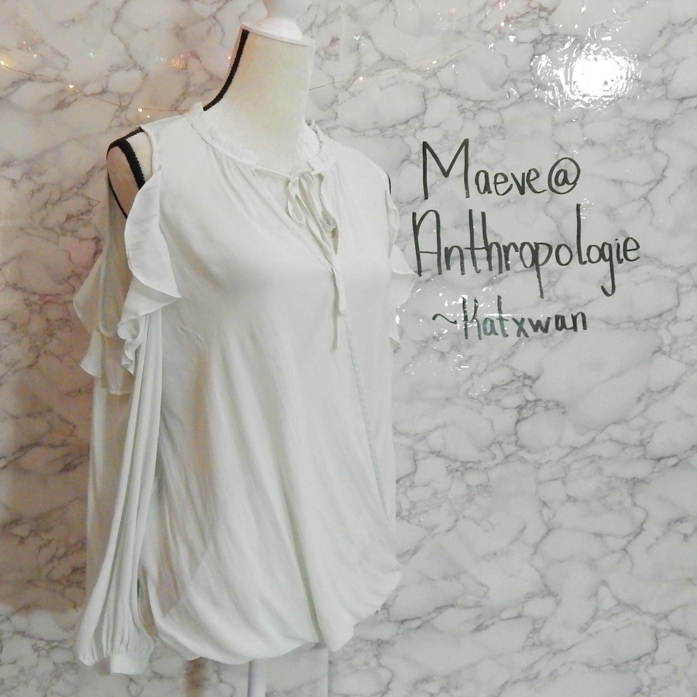 Maeve Ruffled Open Shoulder Surplice Top - Picture 4 of 6