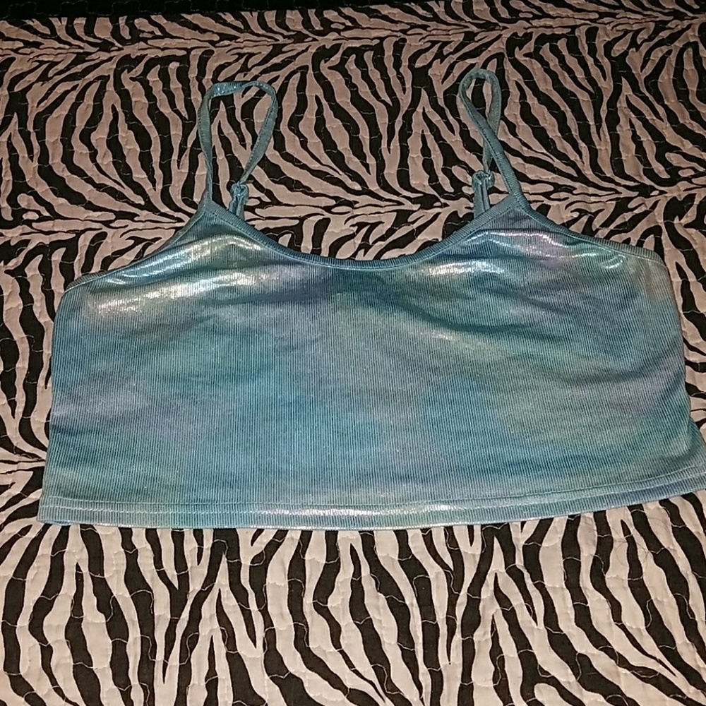 Sky blue iridescent  crop top