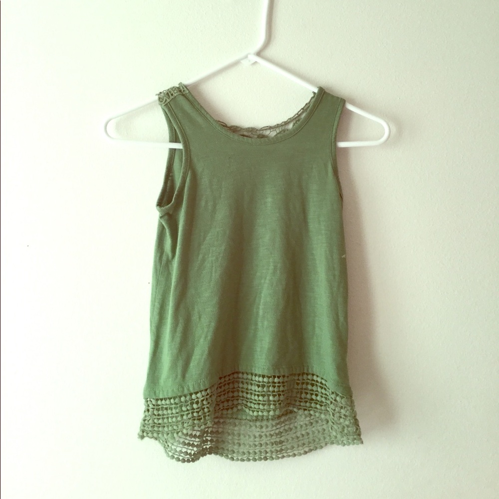 Green  tank top with lace back and bottom