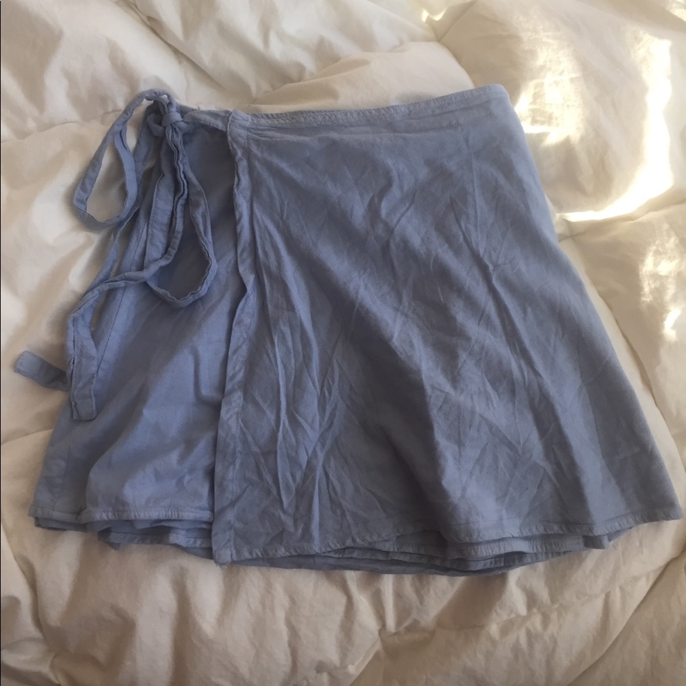 Brandy Melville baby blue wrap tie skirt
