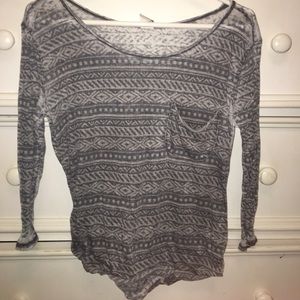 Hollister Tribal Print 3/4 Length Sleeve Tee