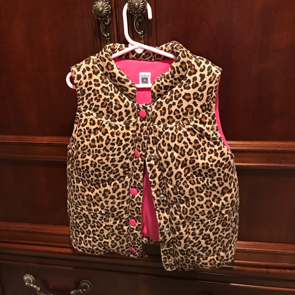 Leopard print fleeced vest