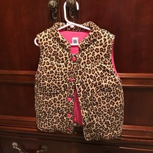 Leopard print fleeced vest