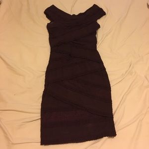 Burgundy bandage dress.