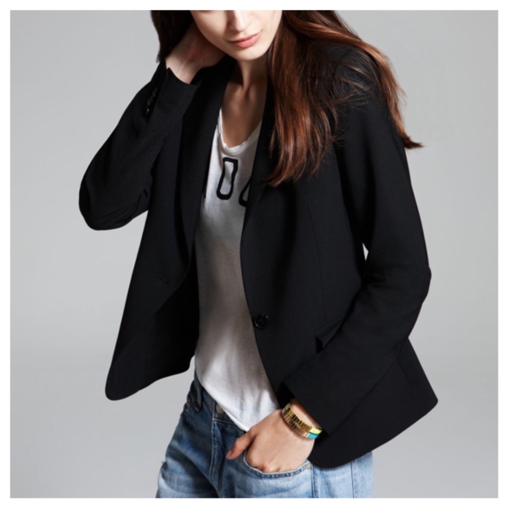Theory Black Brince B Good Wool Modern Blazer S M