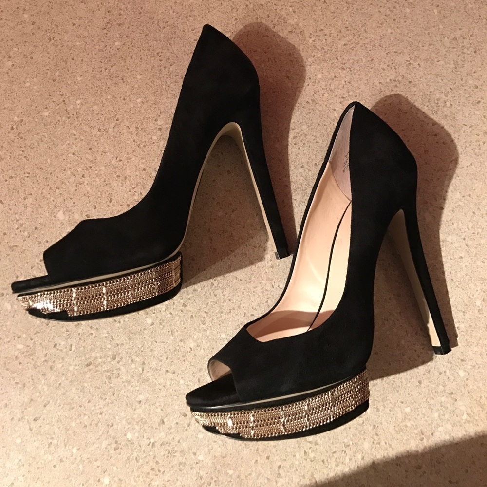 Black Suede 5 in Platform Peep Toe Boutique 9 heel