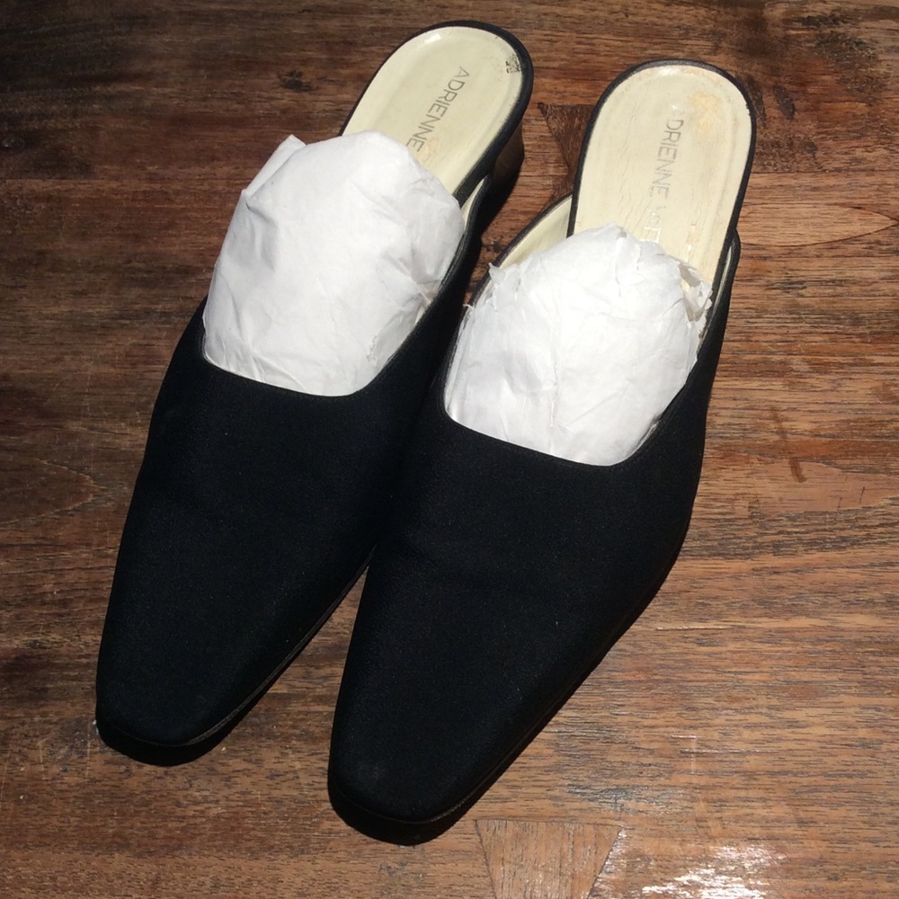 Black silk mules