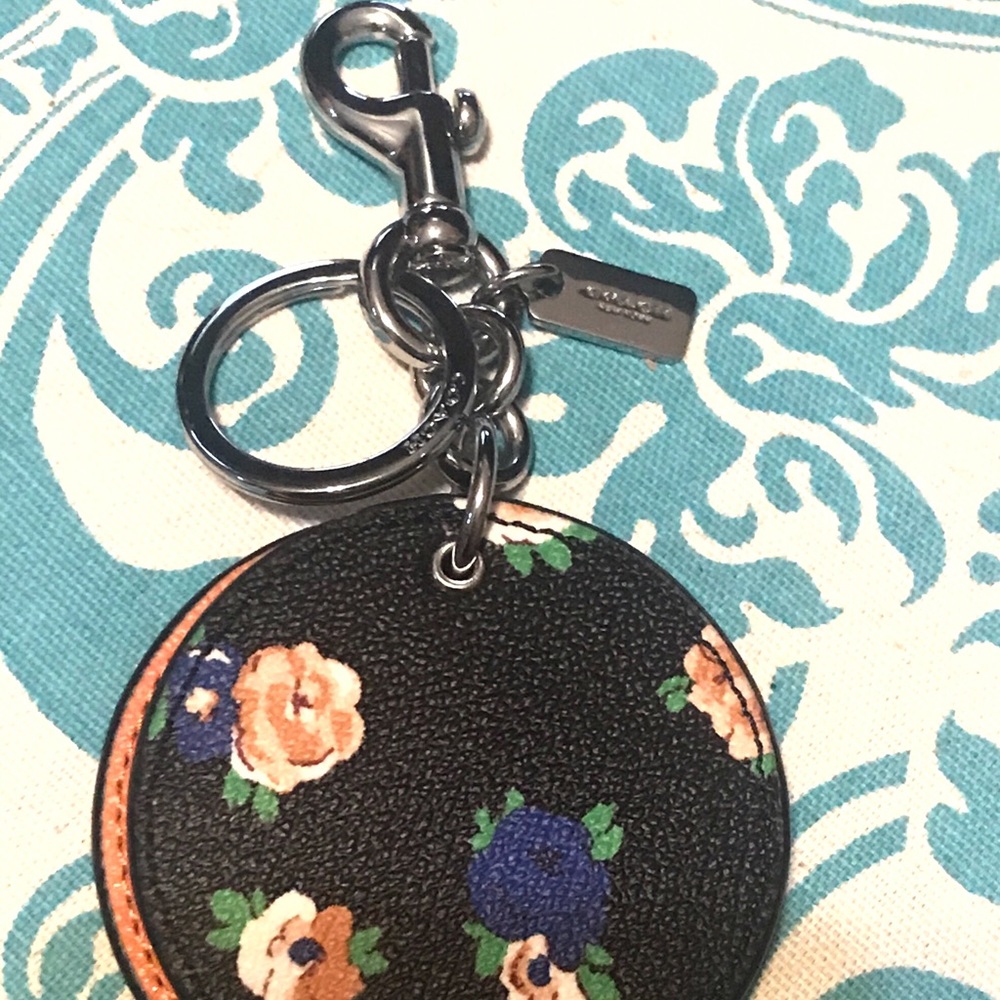 Coach KeyFob/Mirror Floral Disc New