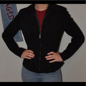 elie tahari zip up black jacket blazer SZ S-M