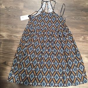Orange and Blue Print Babydoll Dress