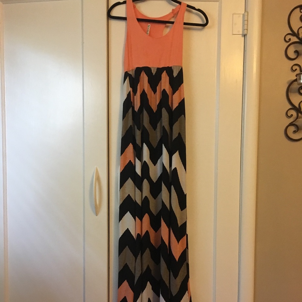 Coral chevron dress