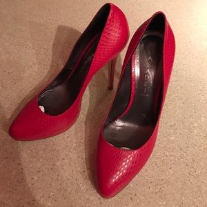 Red 5 in. Casadei Embossed Leather High Heel
