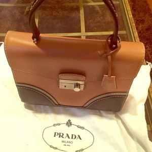 Women's Brown Calf Leather Top-handle Bag