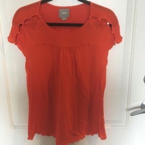 Anthropologie Dotted Blouse w/ Cap Sleeves