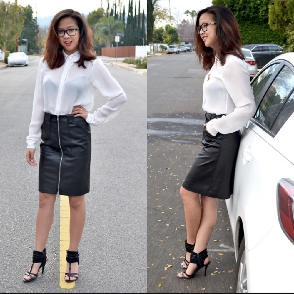 Leather pencil skirt