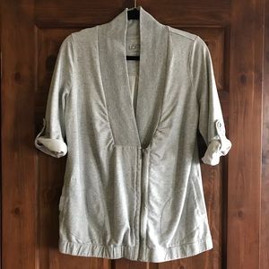 LOFT Lounge Grey Zip-Up Cardigan Sweatshirt