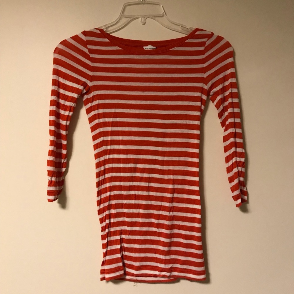 Club Monaco red and white strip 3/4 sleeve top