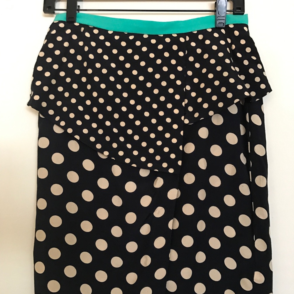 Topshop polka dot layered knee length skirt