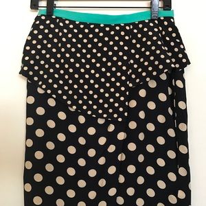 Topshop polka dot layered knee length skirt