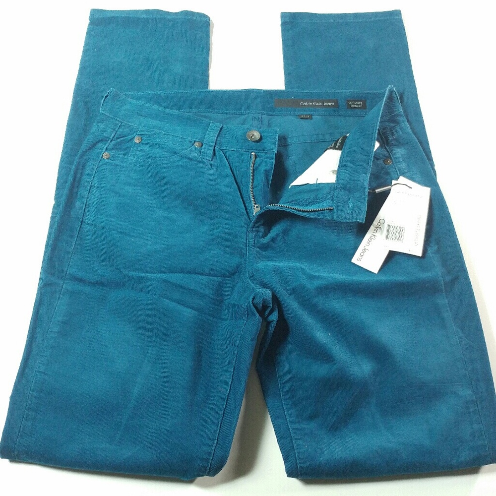 CALVIN KLEIN SZ8 GREEN CORDUROY PANTS ULTRA SKINNY