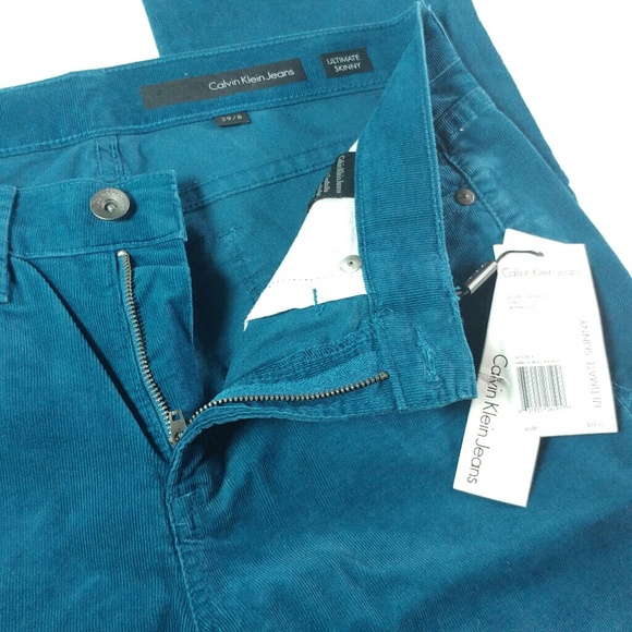 CALVIN KLEIN SZ8 GREEN CORDUROY PANTS ULTRA SKINNY - Picture 2 of 3