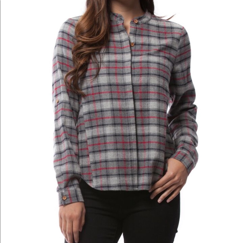 Grey flannel with button detail on back