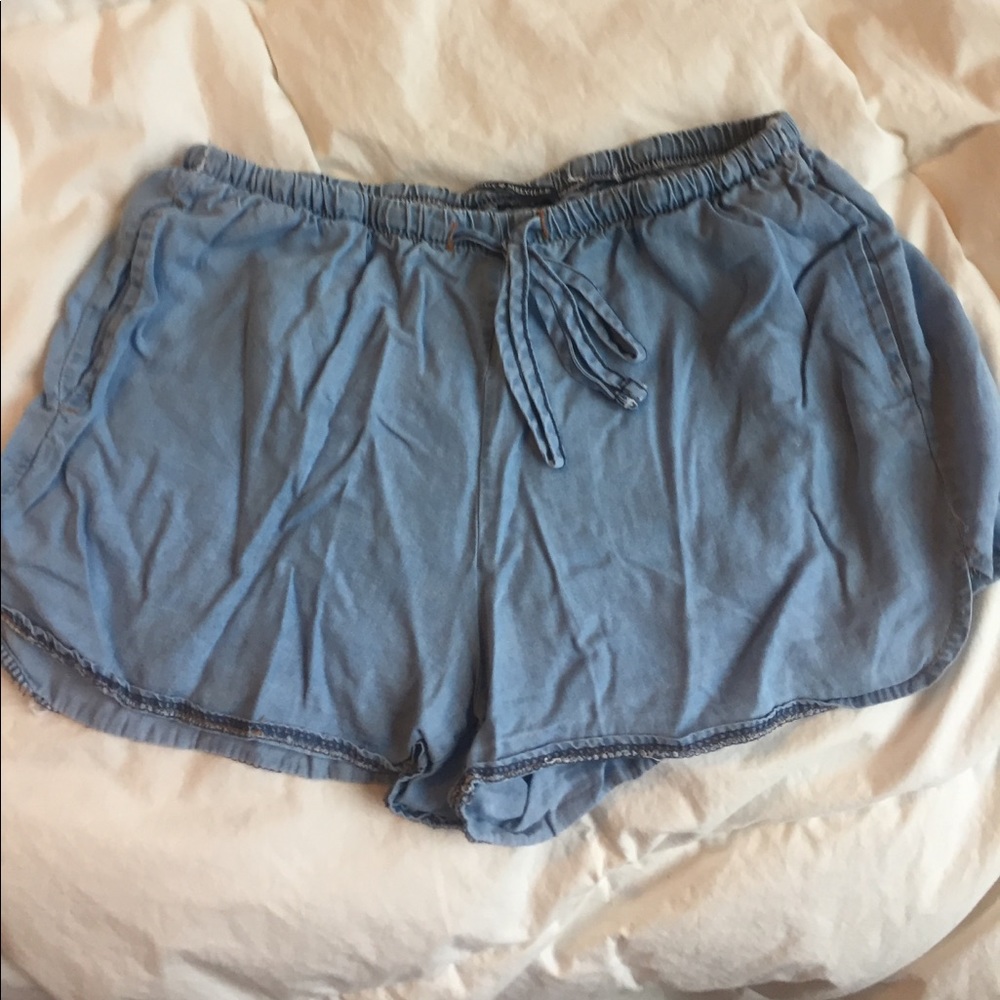 Blue cotton drawstring shorts