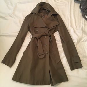 Theory khaki olive trench jacket coat small