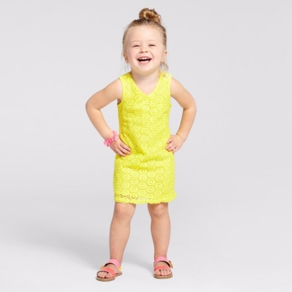 New GENUINE KIDS Yellow Eyelet Lace Dress NWT - Picture 3 of 8