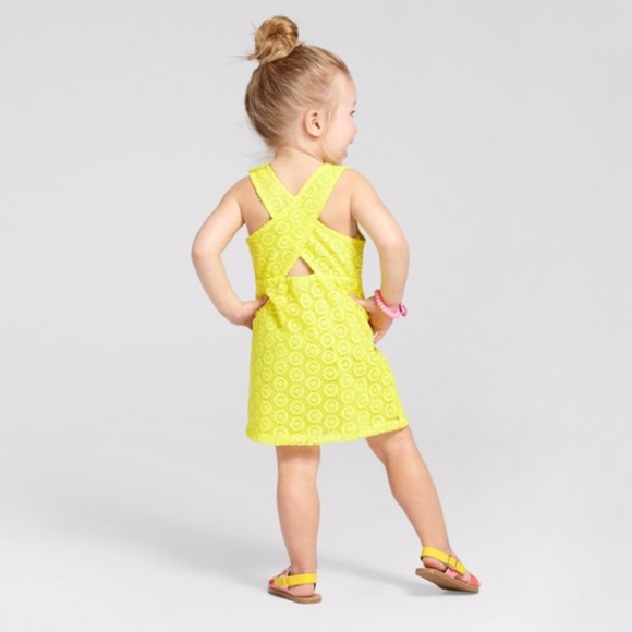 New GENUINE KIDS Yellow Eyelet Lace Dress NWT - Picture 4 of 8