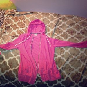 Plain pink zipped hoodie