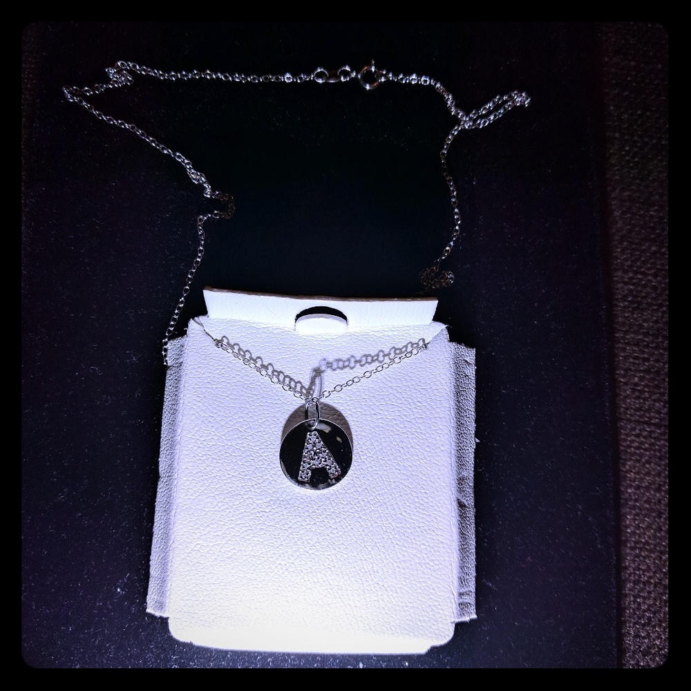 Letter "A" circle pendent with 18" silver chain