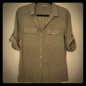 H&M olive green button down