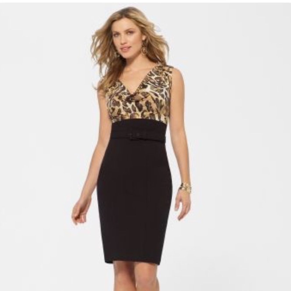 Beautiful leopard and Black Cache dress Size 10 💕