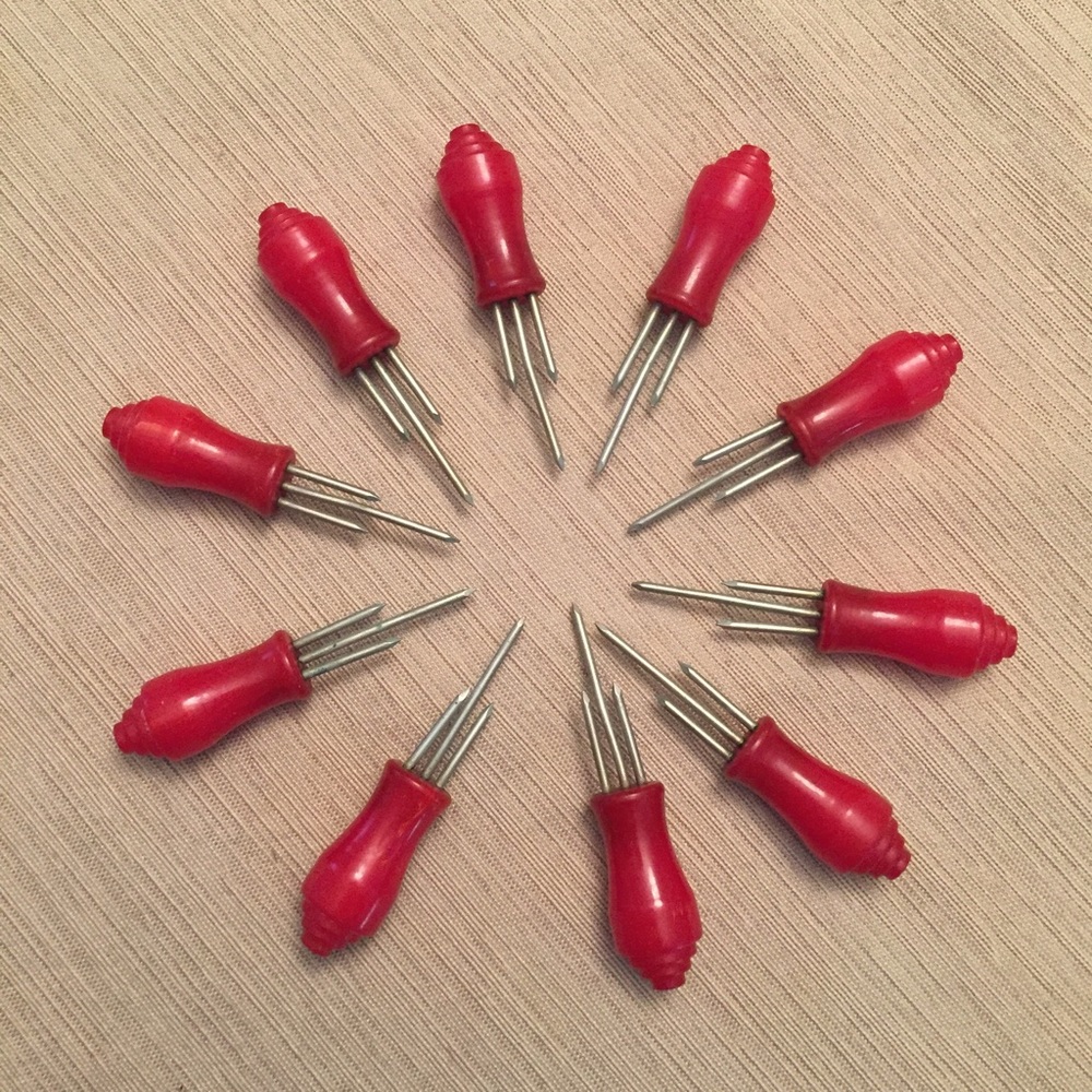 10 Red Catalin Bakelite Art Deco Corn Cob Holders