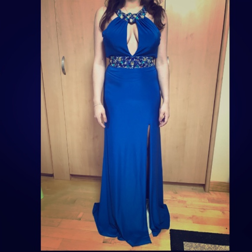 Beautiful, sexy sapphire gown