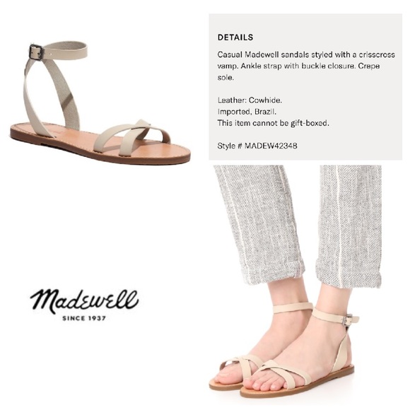 SOLD NEW!  Madewell ankle wrap criss-cross sandals - Picture 2 of 6