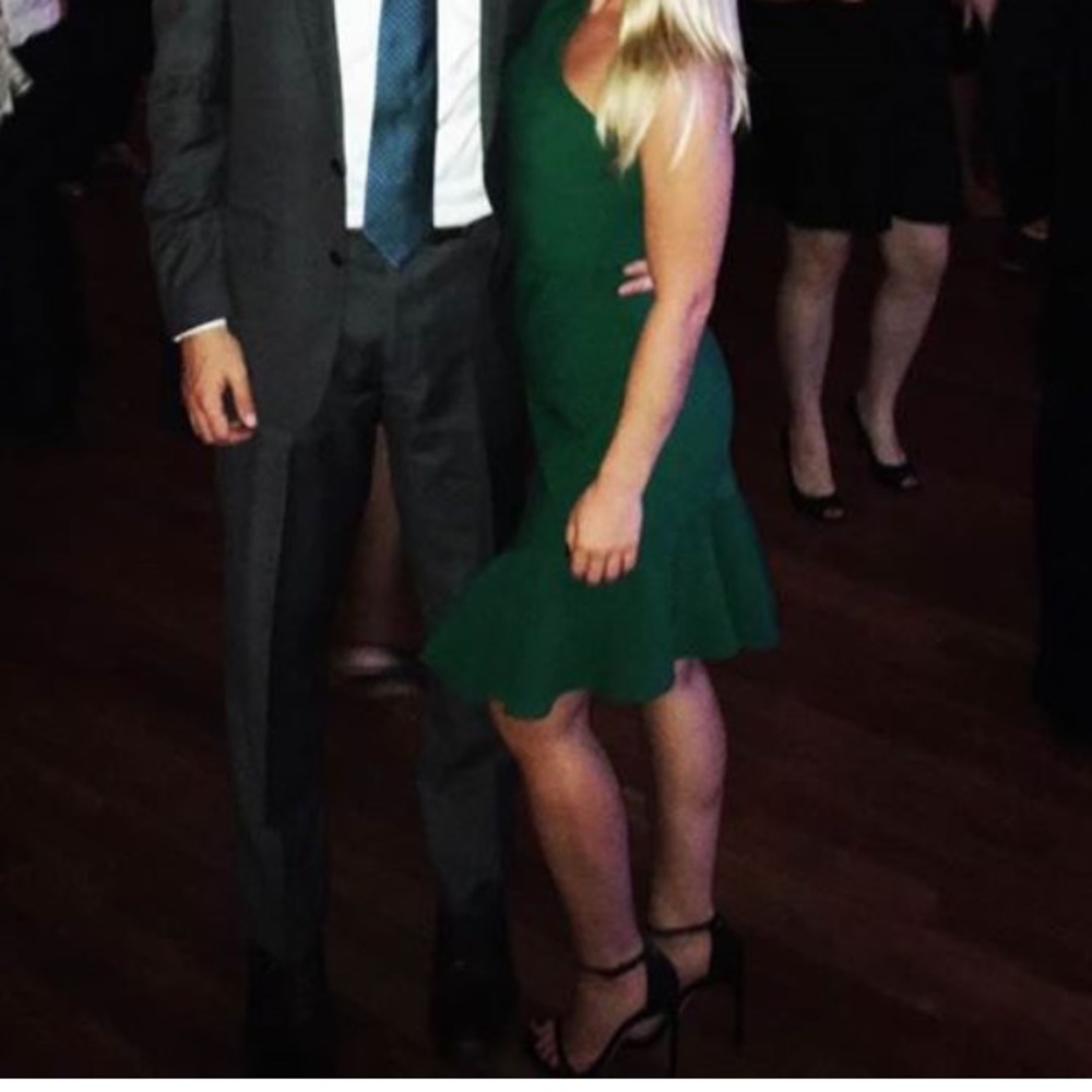 Cinq a Sept Stella One-Shoulder Dress in Evergreen