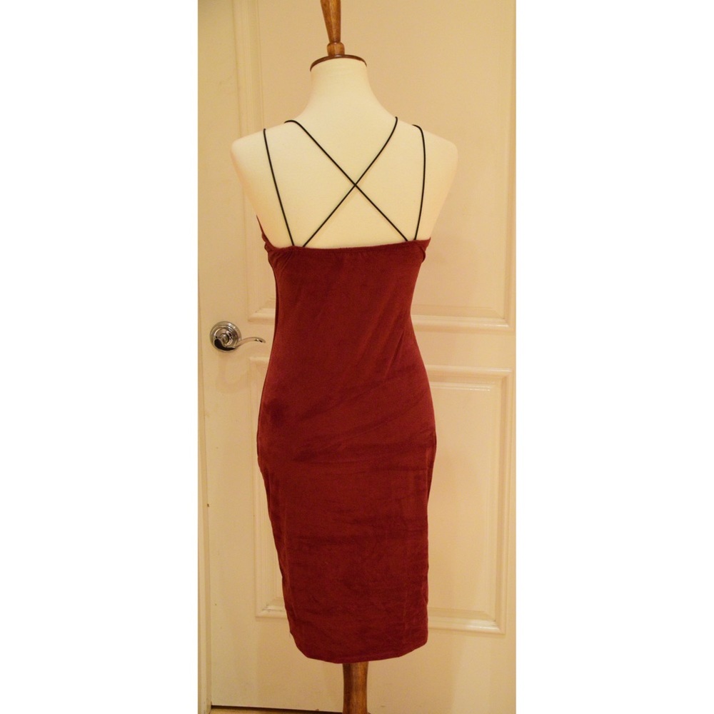 Burgundy strap dress