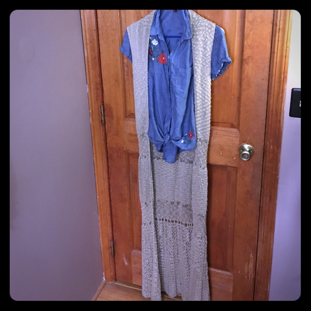 Alya open weave floor length vest