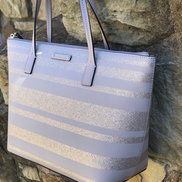 Kate Spade Small HANI Handbag Haven Lane Gray stri - Picture 3 of 8