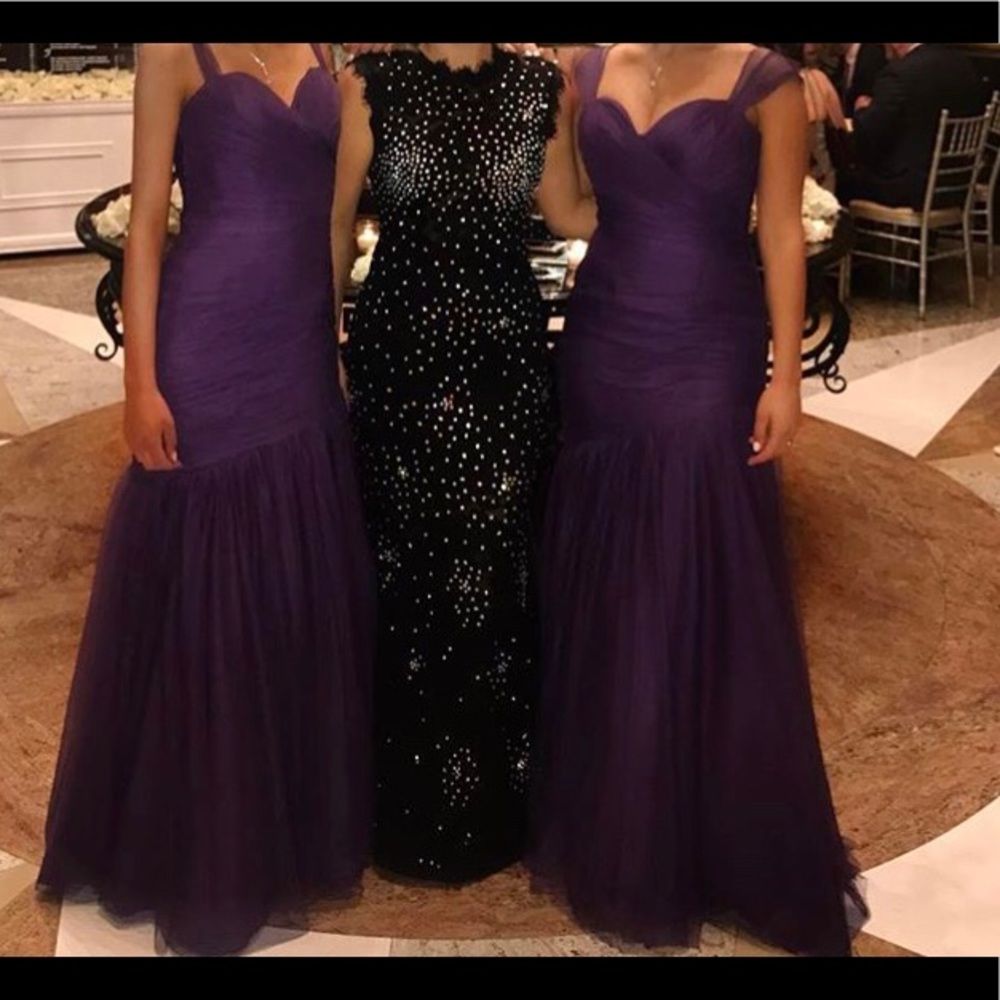 Plum fitted gown with straps