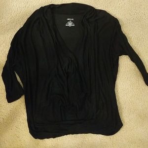 Black drape front shirt