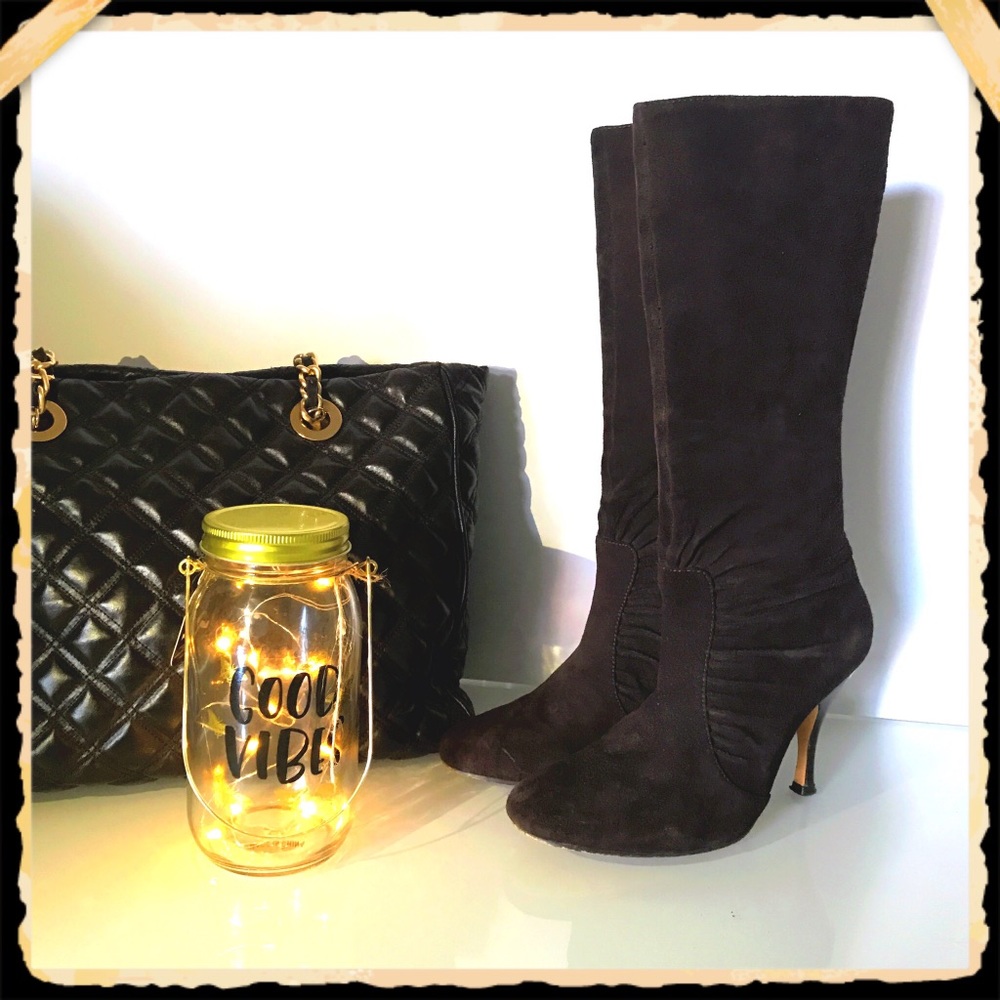 Brown suede boots