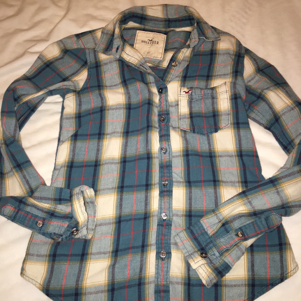 Hollister Teal plaid flannel