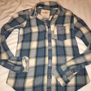 Hollister Teal plaid flannel